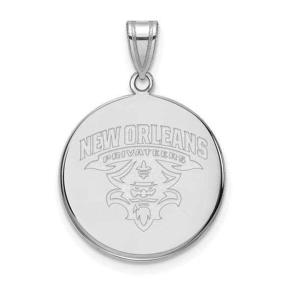 10k White Gold U. of New Orleans Large Logo Disc Pendant